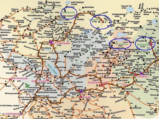 Char Dham Yatra Map