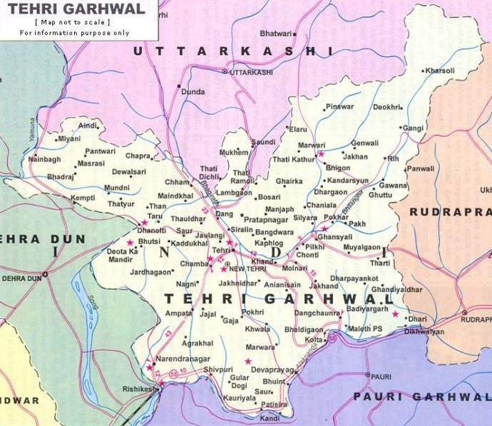 Tehri Gadhwal Map